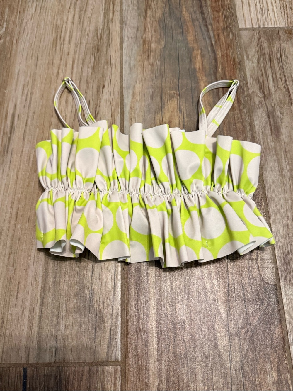 Kortni Jeane Mini Lime Dots Oversized Ruffle Top
